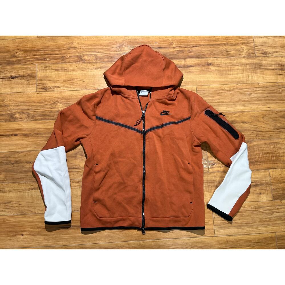 Nike Orange and White Hooded Zip Jacket